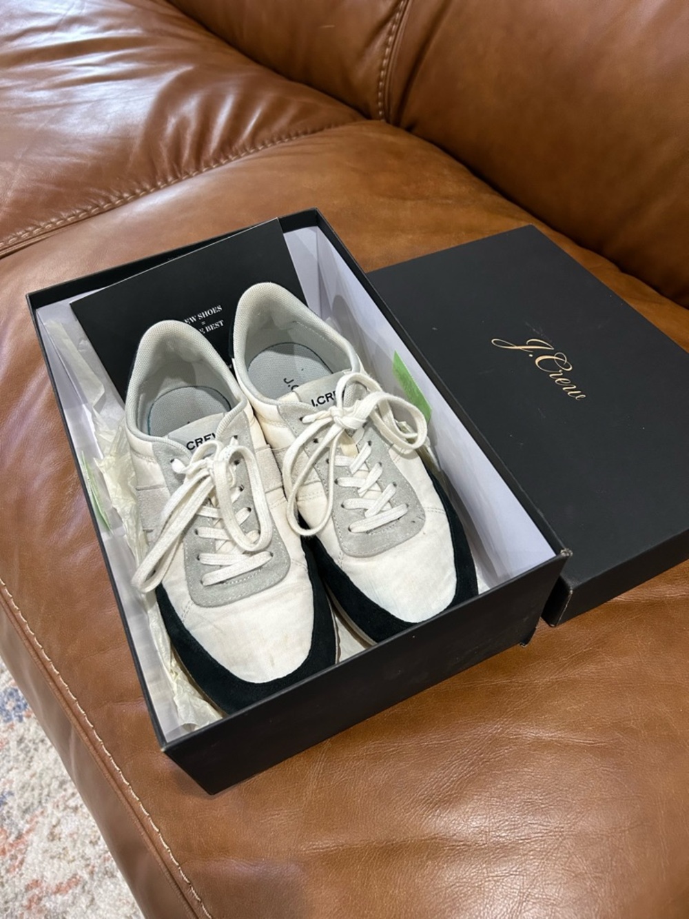 J. Crew White, Gray & Black Suede-Trim Sneakers